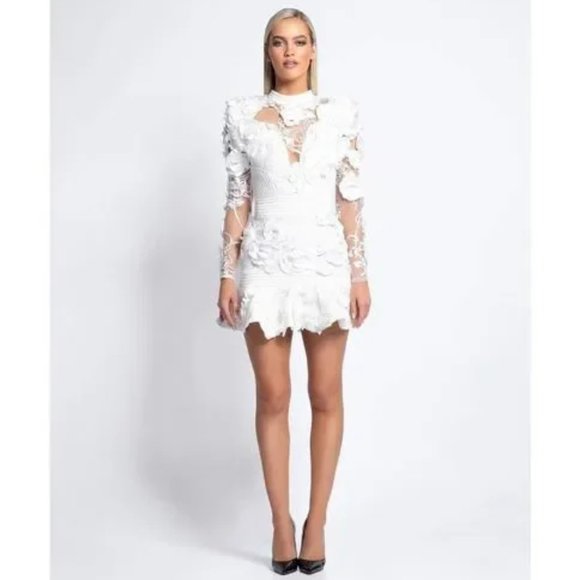Zhivago Dresses Zhivago The Vendetta White Long Sleeve Fit Flare Floral Lace Mini Poshmark